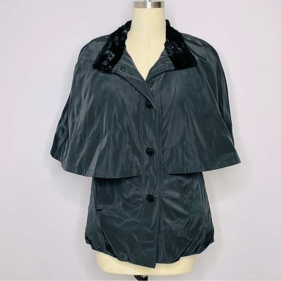 Betsey Johnson Jackets & Blazers - Betsey Johnson Black Fur Lined Cape Coat- Size Medium- Missing Belt